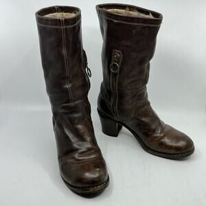 Vintage FIORENTINI & BAKER Fur-lined Brown Heeled Boots